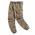 thumbnail image 2 of Men's Cargo Joggers Pant, Multi-Pocket Trousers, Elastic Drawstring Waist Tapered Cuffed Ankle, Lightweight Breathable Quick Dry, Hiking Workout Travel Streetwear, | AKLJWH,Khaki L, 2 of 7