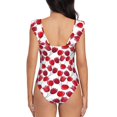 thumbnail image 6 of Yiaed Tulips Flowers Print Women's Ruffled One Piece Swimsuit V Neck Swimwear Slimming Monokini for Woman-X-Large, 6 of 8