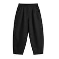 thumbnail image 3 of Costeam Womens Barrel Cropped Cargo Pants Double Knee Stitch Detail Side Slip Pockets Full Drawstring Elastic High Waist Lightweight Loose Ankle Length Utility Casual Trousers, 3 of 7