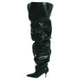 thumbnail image 2 of FSJ Women Comfortable Thigh High Boots Wrinkled Over the Knee Pull On Long Boot Pointed Closed Toe Stiletto High Heel Fashion Party Dress Shoes Size 8 Green, 2 of 4