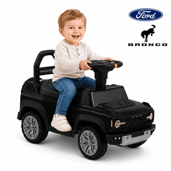 Licensed Ford Bronco Ride on Push Car, SHINPT Toddler Ride On Car for Kids 18-36 Months, Ride On Toy with Music, Horn & Engine Sounds, Foot-to-Floor Push Car with Under Seat Storage, Silent Wheels