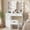 White-34.6"W, variant on VEANERWOOD Makeup Vanity Desk with Lighted Mirror & Power Strip, Girls Dressing Table with Storage Shelves, White