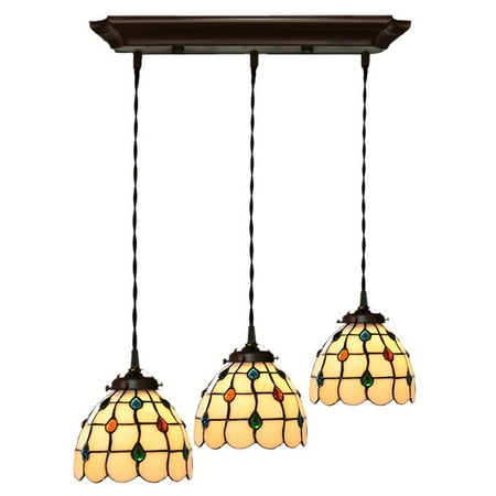 Bieye L10148 24 Inches Pearls Tiffany Style Stained Glass Ceiling Bieye L10148 24 Inches Pearls Tiffany Style Stained Glass Ceiling Pendant Fixture With 3
