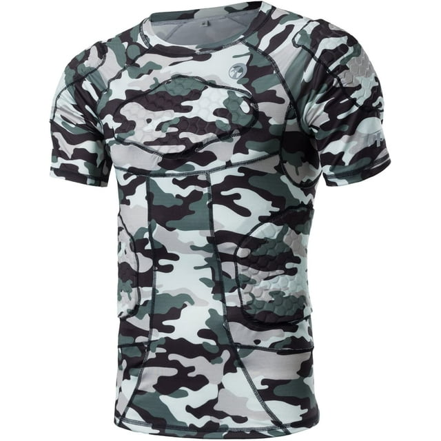 Padded Compression Shirt Protective Top Rib Chest Protector for Rugby Football Paintball Baseball Basketball