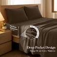 thumbnail image 4 of Lux Decor&nbsp;Twin XL&nbsp;Bed Sheets - 4 Piece Ultra-Soft Microfiber&nbsp;Sheets Set, Deep Pocket Fitted Sheet, Flat Sheet & 2 Pillowcases, Breathable Hotel Luxury, OEKO-TEX Certified, Brown, 4 of 10