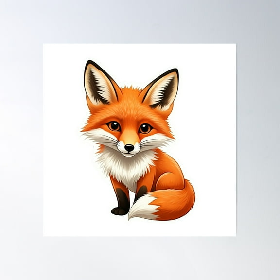Adorable Little Fox Poster Wall Art, Modern Wall Decor For Living Room Bedroom, 17x17 UNFRAMED