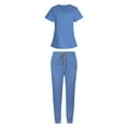 thumbnail image 1 of Milaget Nurse Nursing Uniform Short Sleeves Neckline in Pants Scrub Set Machine Wash for Blue, 1 of 9
