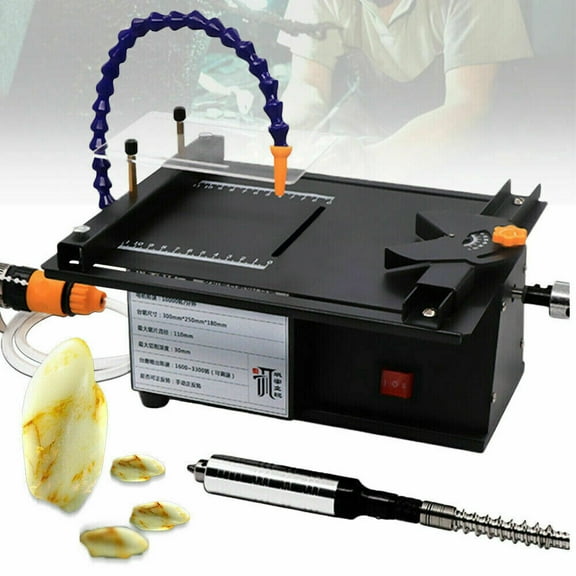 Miumaeov Mini Gem Cutting 110V Portable Table Saw Jade Carving Polishing Machine 3-in-1 Bench Grinder 7-Speed Adjustable Carving Machine Electric Gem Engraving Cutting Milling Bench Grinder