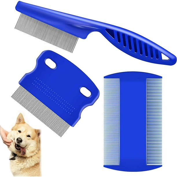 Juego de 3 peines antipulgas para perros, gatos y perros, peine de dientes finos para eliminar pelos sueltos, marcas de LSD, garrapatas y herramientas para eliminar insectos.