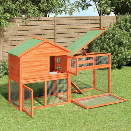 vidaXL Rabbit Hutch Brown 73"x23.8"x43.1" Solid Wood Pine