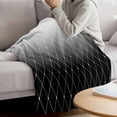 thumbnail image 3 of Black Ombre Blanket Soft Cozy Warm Throw Blanket for Couch, Plush Fuzzy Flannel Fleece Blankets for Sofa, Modern Geometric Abstract Rhombus Striped Bed Blankets Lightweight Gifts for Women, 40"x50", 3 of 9
