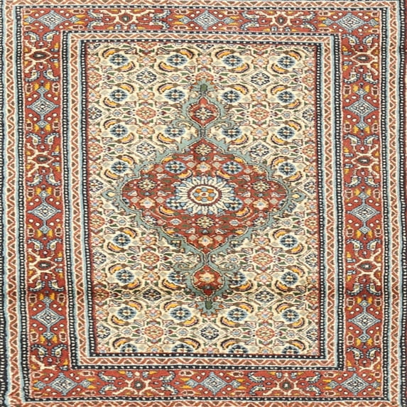 Ahgly Company Indoor Square Traditional Sienna Brown Medallion Area Rugs, 4' Square