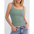 thumbnail image 6 of ANRABESS Women's Square Neck Tank Tops Double Lined Workout Tops for Women Trendy Summer Seamless Slim Fitted Basic Tight T Shirts Light Green XL, 6 of 11
