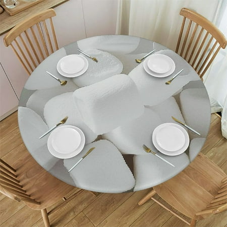 

Patifu Marshmallows Round Tablecloth Stain Resistant & Washable 100% Polyester Waterproof Indoor Outdoor Dining Kitchen Farmhouse Decor 31 -35