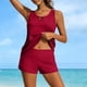 thumbnail image 4 of Tankini de moda para mujer, color sólido con cojín en el pecho y sin soporte de acero, traje de baño holgado con cordón dividido, traje de baño de dos piezas para mujer, trajes de baño tankini para mu, 4 of 6