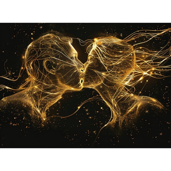 Abstract Kissing Couple Zodaic 5D Diamond Art Painting by Number Kits for Adults DIY Paint with Round Full Drill Diamond Gems Painting Art Craft for Home Wall Decor 15.8x19.8in(1)