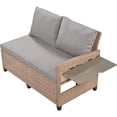 thumbnail image 4 of 5-Piece L-Shaped Outdoor Sectional Sofas Couch, PE Wicker Patio Furniture Conversation Sets with 2 Extendable Side Tables and 1 Dining Table for Backyard, Deck, Brown, 4 of 10