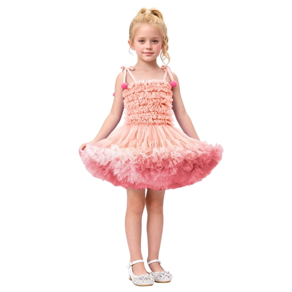 Gubotare Toddler Tutu Dress Toddler Girls Sparkle Butterfly Dress Mesh Sleeve Birthday Formal Wedding Pageant Party Tulle Tutu Dresses 4T 5T (Pink,4-5 Years)