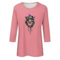 thumbnail image 4 of SOOMLON Mardi Gras Shirts Women Carnival Tops Tuesday Party 3/4 Sleeve Shirts Fancy Mask Print Outfits Trendy Crew Neck Tshirts New Orleans Holiday Blouses 2025 Pink XL, 4 of 5
