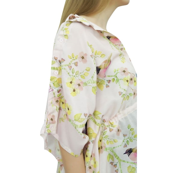 Bimba Moms Pink Printed Maternity Kaftan With Drawstring Waist Maxi Dress-4