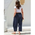 thumbnail image 4 of Womens Linen Wide Leg Pants Casual Loose Drawstring Summer Beach Travel Vacation Palazzo Harem Pants with Pockets, 4 of 5