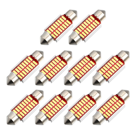 Unique Bargains LED Festoon Light White Bright LED 36mm 6411 C5W LED 16SMD 4014 Chipsets Metal Silver Tone Yellow 10 Pcs