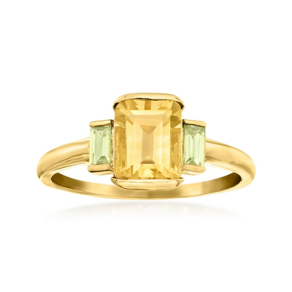 Pure Collection by Ross-Simons 1.60 Carat Citrine and .20 ct. t.w. Peridot Ring in 14kt Yellow Gold, Women's, Adult