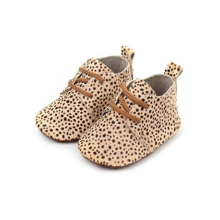 

Wazshop Newborn First Walking Shoes Lace Up Casual Sneaker Soft Sole Crib Shoe Comfort Prewalker Flats Unisex Baby Non-slip Beige Dots 4C