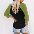 thumbnail image 4 of Shirts For Women Tees Tops Raglan Three Quarter Sleeve Contras Color Half Button Workout Clothes, 4 of 6