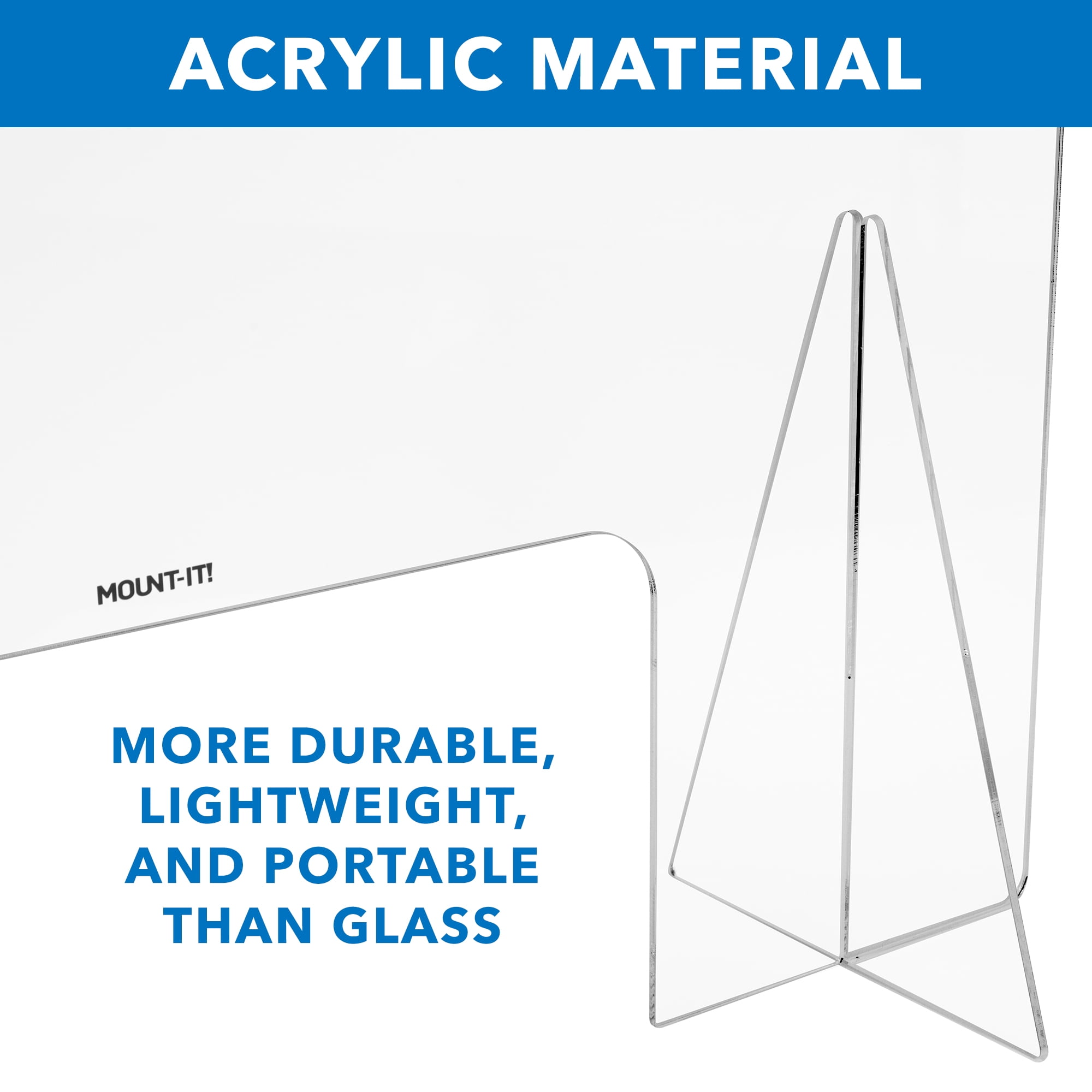 Mount-It! Acrylic Protective Sneeze Guard 47.2" x 23.6" x 9" | Clear Plexiglass