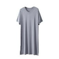 thumbnail image 2 of Yaoyar Mens Nightshirt Cotton Nightgown Crew Neck Short Sleeve PJ Soft Long Sleepwear Loose Pajamas Sleep Shirt Gray 2XL, 2 of 5