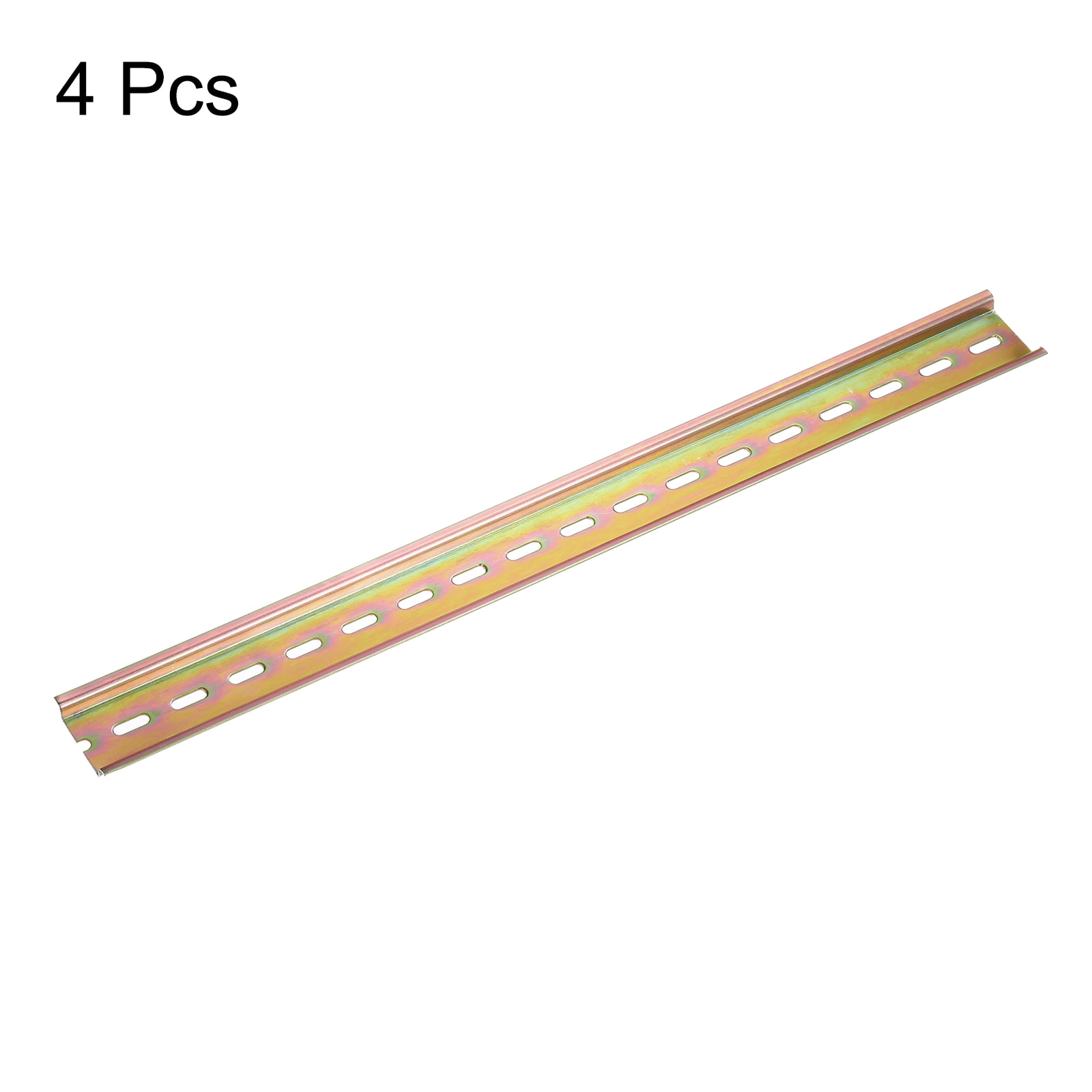 Uxcell 4 Pcs DIN Rail Slotted Iron Mounting Guide Bronze Tone 350mmx35mmx6.5mm