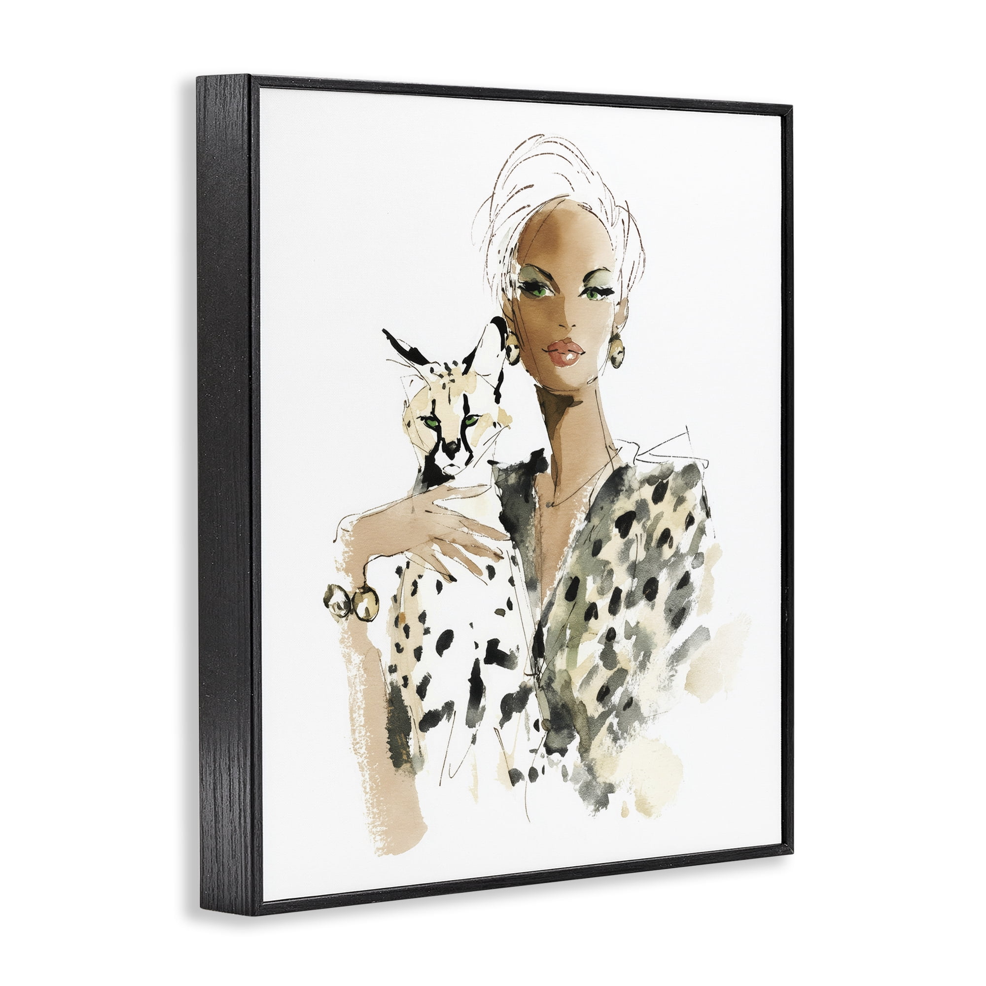 Stupell Industries Fashion Hunt Elegant Woman Black Framed Giclee Art, design by Svetlana Aleynikova