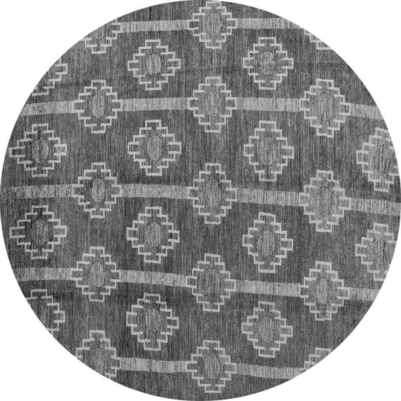 Ahgly Company Indoor Round Abstract Gray Modern Area Rugs, 3' Round