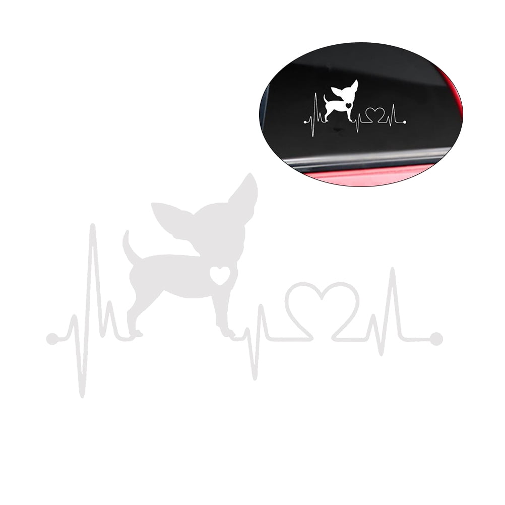 8" HEARTBEAT CHIHUAHUA LOVE Vinyl Decal Sticker Car Window Laptop Rescue Pet Dog