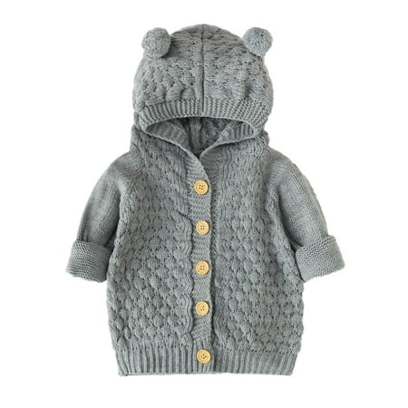 

Kids Jackets for Girls Boys Newborn Infant Baby Winter Jacket Warm Coat Knit Outwear Hooded Sweater