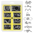 thumbnail image 1 of Set Of 8 Brain Teaser Metal Wire Puzzles, Classical Mini Metal Puzzles Set, Mind Game Iq Challenge Puzzle Games Iq Test Toy Knots Lock Puzzle Gift For, 1 of 5