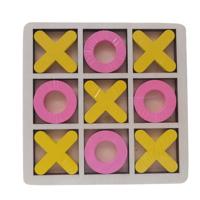 Juego de mesa de madera Toe, divertido juego de mesa de ajedrez XO para regalos de fiesta infantiles. amarillo rosa
