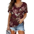thumbnail image 1 of Anbech Womens Sexy V Neck Shirt Dolman Short Sleeve Tops with Side Shirring Loose Fit Tshirts, 1 of 5