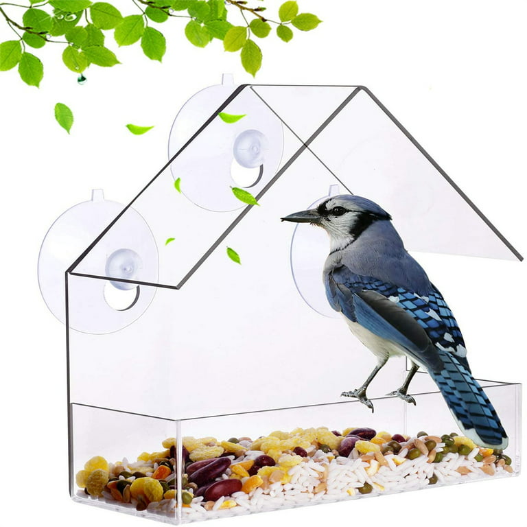 Window Bird Feeder with 3 Strong Suction Cups Acrylic Clear Bird