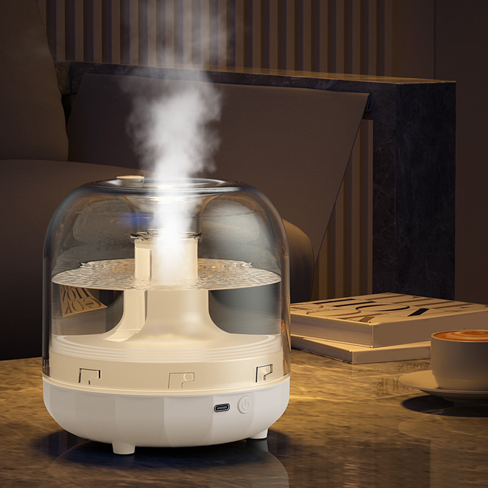 YZEGDCH Samll Air Humidifiers for Bedroom,Glass Art Silent Humidifier (Fashion White) for Car,Office,Travel,Plants