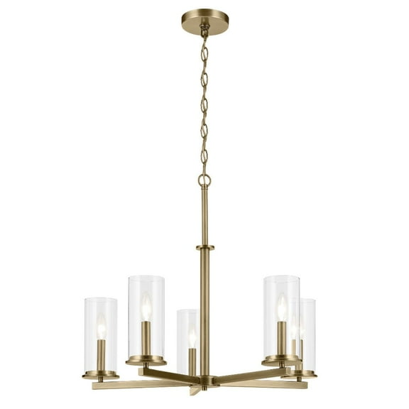 43999NBR Kichler Lighting Crosby - 5 light Medium Chandelier - with Contemporary Inspirations - 22.25 inches tall by 26.25 inches wide-Natural Brass