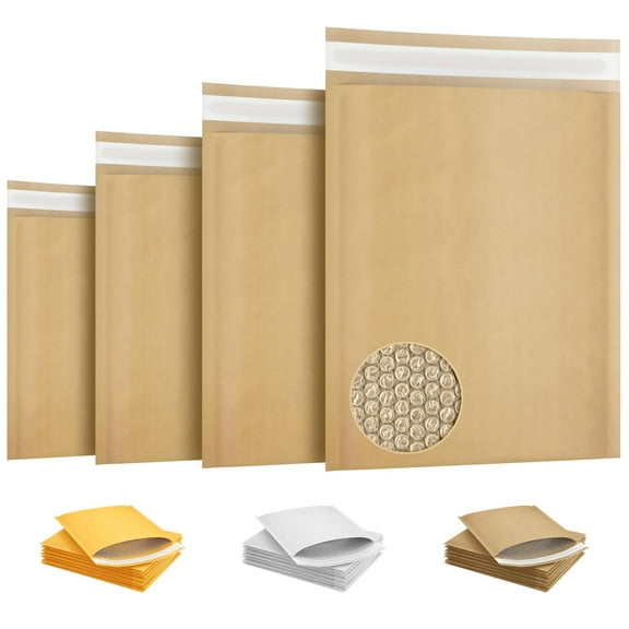 Natural Bubble Mailer Envelopes, 10.5 x 15 Inches. 10 Pack Mail Padded Envelopes Self Seal. Waterproof Bubble Mailers. Tear-Resistant Padded Mailing Envelopes Brown