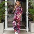 thumbnail image 2 of Renewold Womens Sweatsuits 2 Piece Set Long Sleeve Sweatshirts High Waisted Pants Vacation Outfits Matching Tracksuit Sets Sportswear for Women, Retro Rose Floral Print, M, 2 of 7