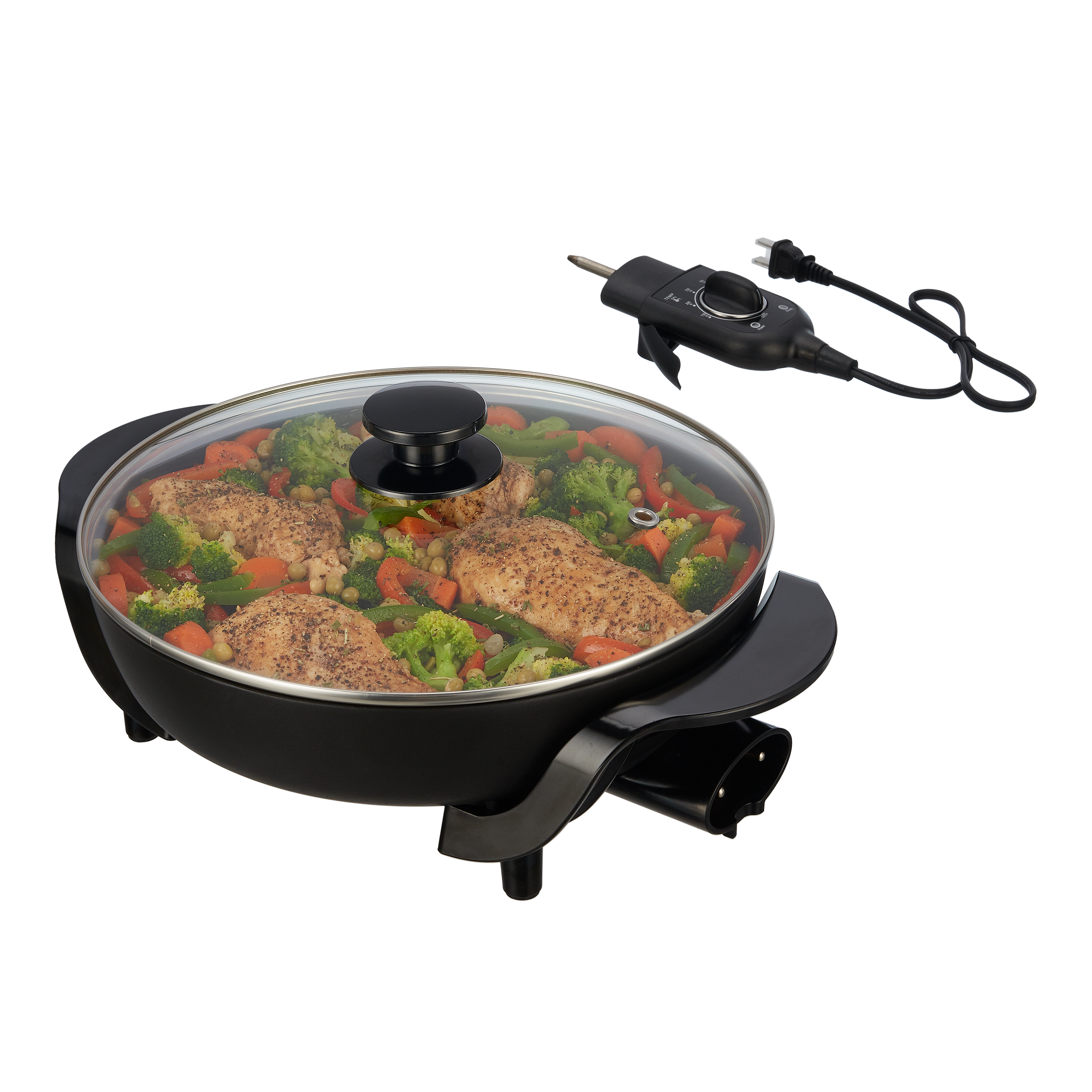 Mainstays 12" Round Nonstick Electric Skillet with Glass Cover, Black - image 3 of 6