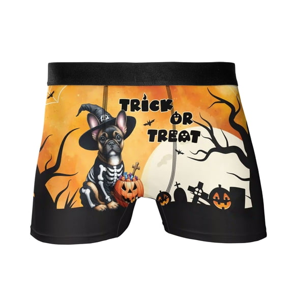 Trick or Treat French Bulldog Needs Candy Happy Halloween Night All Over Print Boxer Briefs Underwear for Men Dad Dog Lover Gifts - 02020