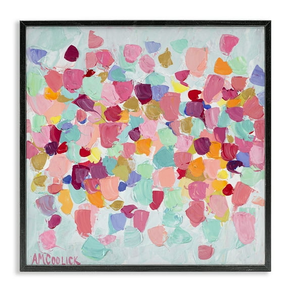 Stupell Industries Pastel Hue Splotches Abstract Painting Black Framed Art Print Wall Art, 12 x 12
