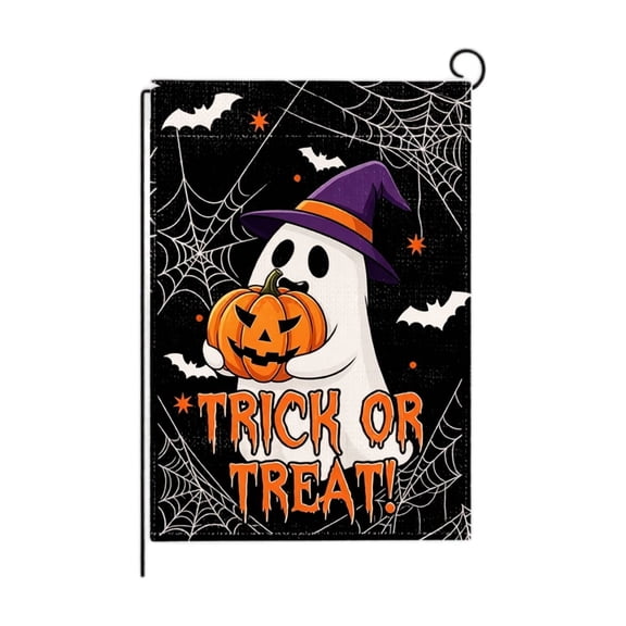 Farmhouse Halloween Yard Decor Flag, Spooky Ghost Skull Pumpkin Garden Flag, Weather Resistant Small Seasonal Lawn Flag Indoor Outdoor Party Decorations H