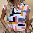 thumbnail image 3 of USSUMA Colorful Striped Vest Womens Blouses and Tops Dressy Cap Sleeve Plus Womens Tops Casual Curved Tank Tops T-Shirts Shirt for Women Trendy V Neck Tunic Plus Size, 3 of 7
