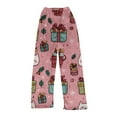 thumbnail image 5 of WTOBBY Women's Holiday Print Flannel Pajama Pants, Fashionable Christmas-Themed Sleepwear with Comfortable Fit, Merry Christmas Design for Women,Pink M, 5 of 6